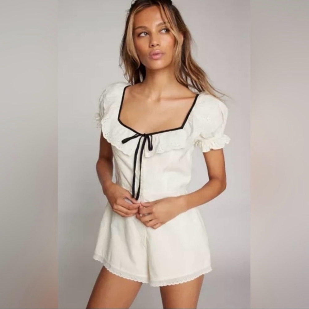 Kimchi Blue Cream Romper with Black Trim